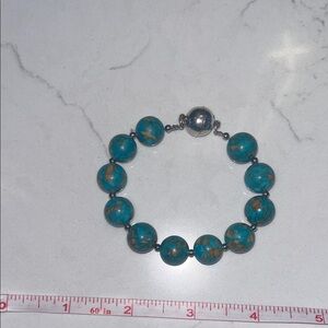 Turquoise and Silver Beaded Bracelet